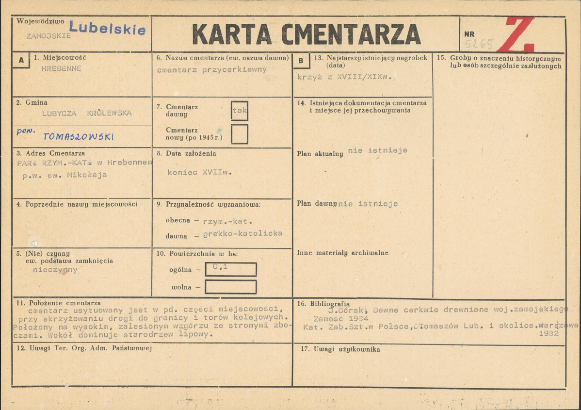 KC - Karta cmentarza, skan nr 1