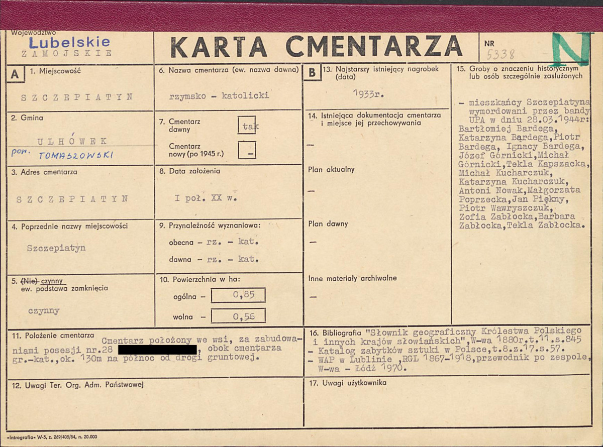 KC - Karta cmentarza, skan nr 1