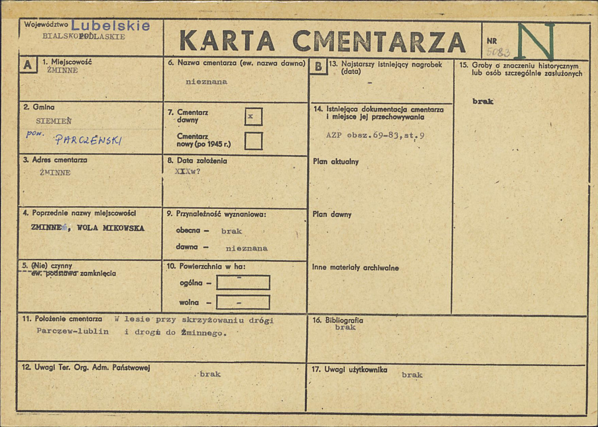 KC - Karta cmentarza, skan nr 1