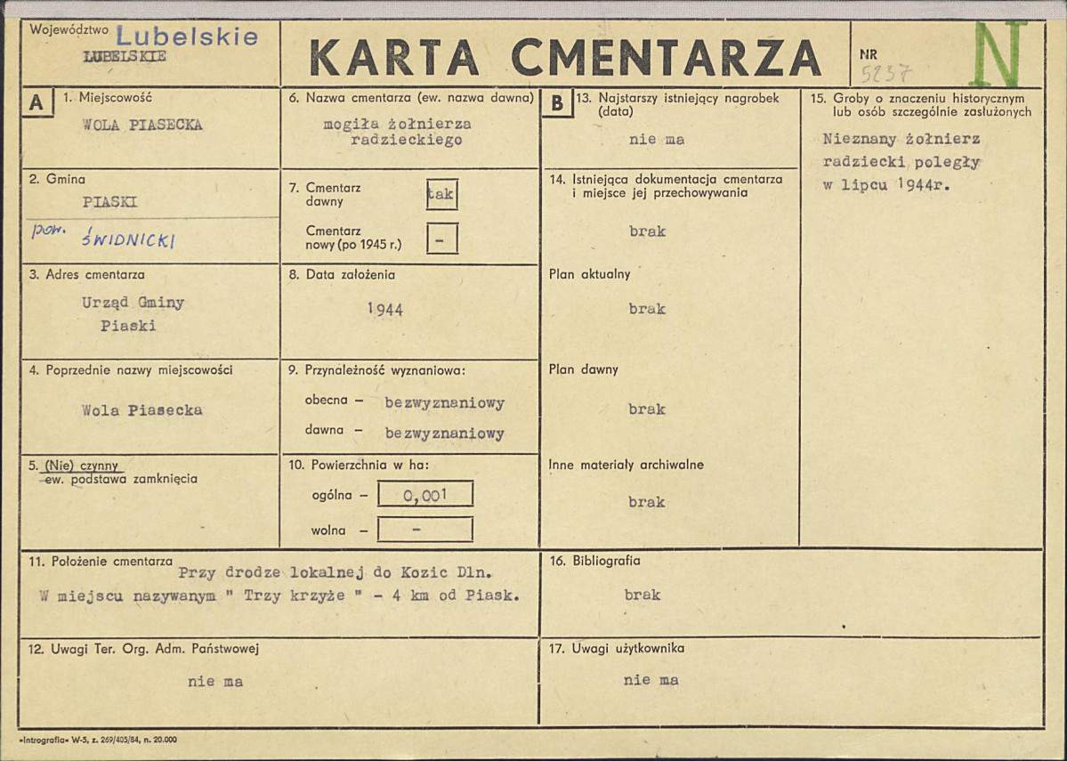 KC - Karta cmentarza, skan nr 1