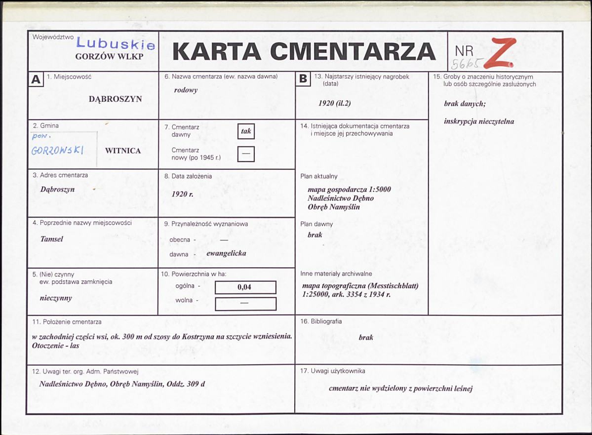 Karta cmentarza, skan nr 1