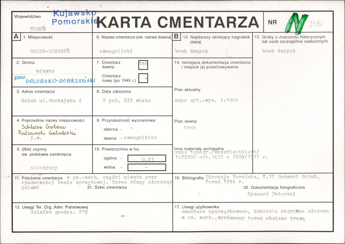 KC - Karta cmentarza, skan nr 1