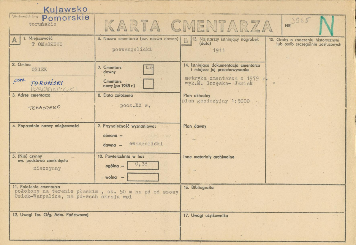 KC - Karta cmentarza, skan nr 1