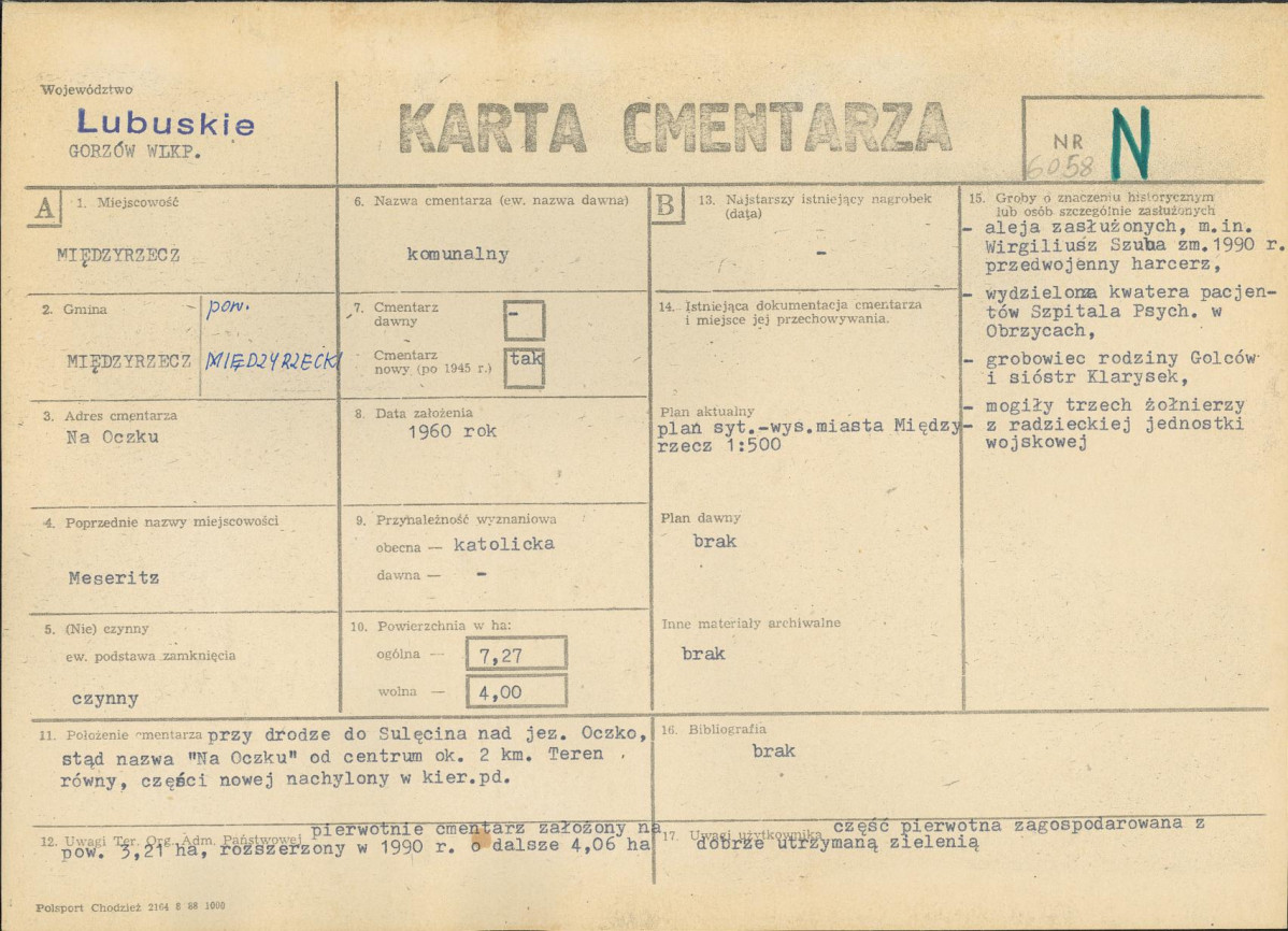 KC - Karta cmentarza, skan nr 1