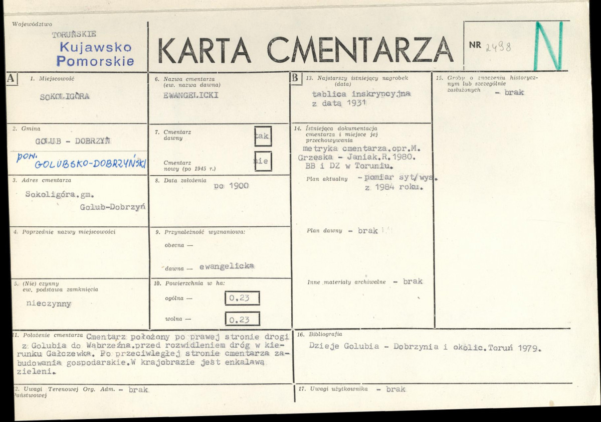 KC - Karta cmentarza, skan nr 1