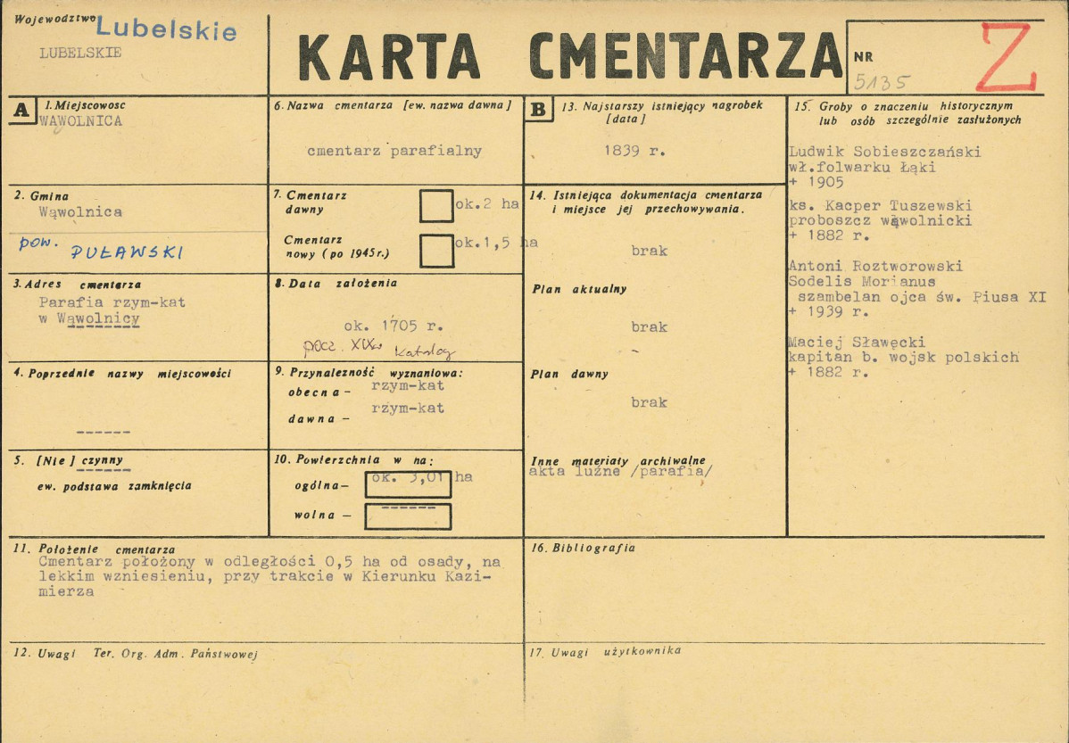 KC - Karta cmentarza, skan nr 1