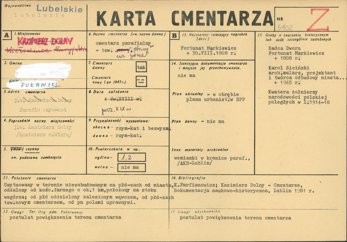 KC - Karta cmentarza, skan nr 1