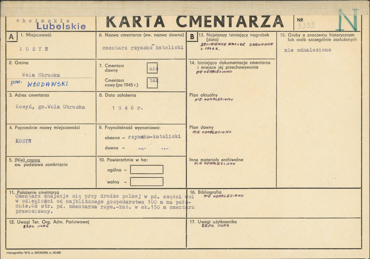 KC - Karta cmentarza, skan nr 1