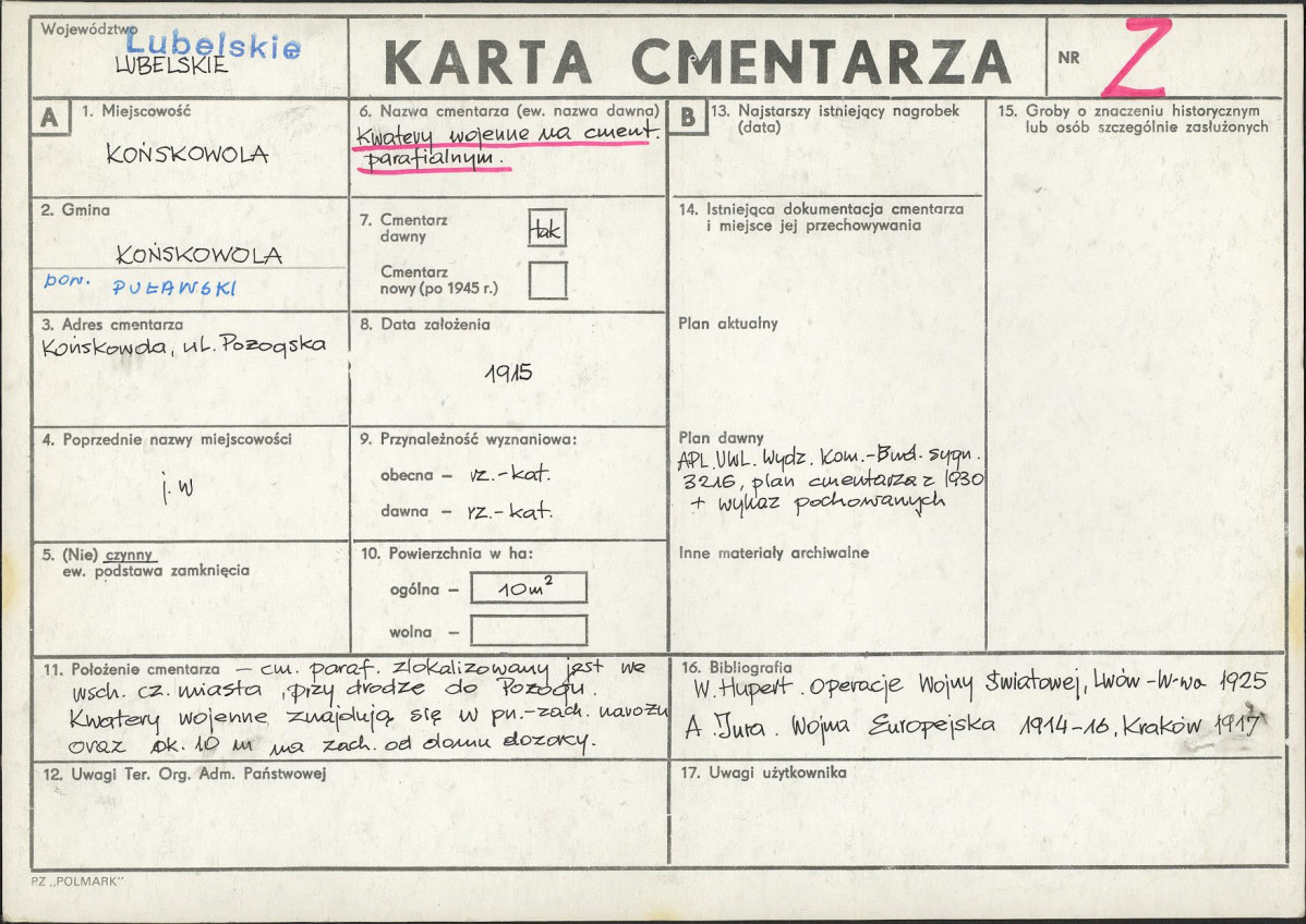 KC - Karta cmentarza, skan nr 1