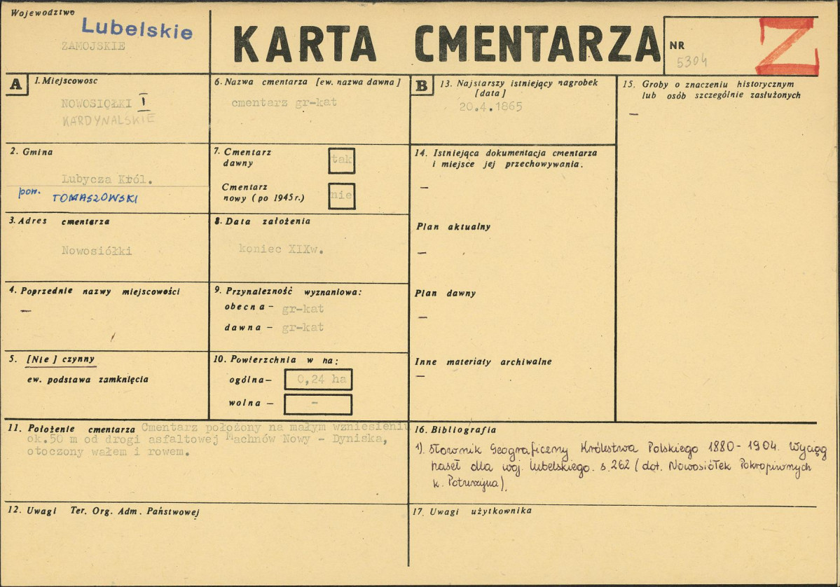 KC - Karta cmentarza, skan nr 1