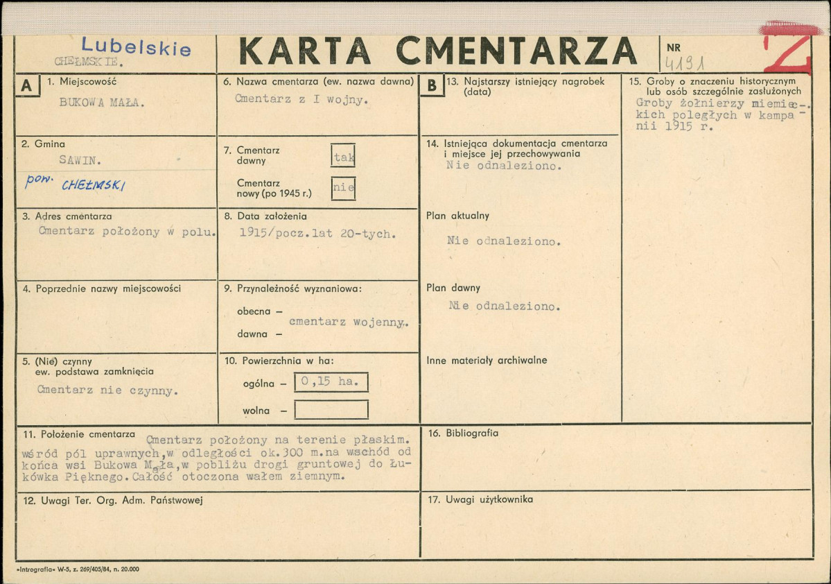 KC - Karta cmentarza, skan nr 1
