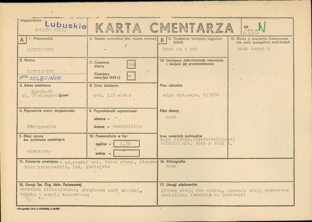 Karta cmentarza, skan nr 1