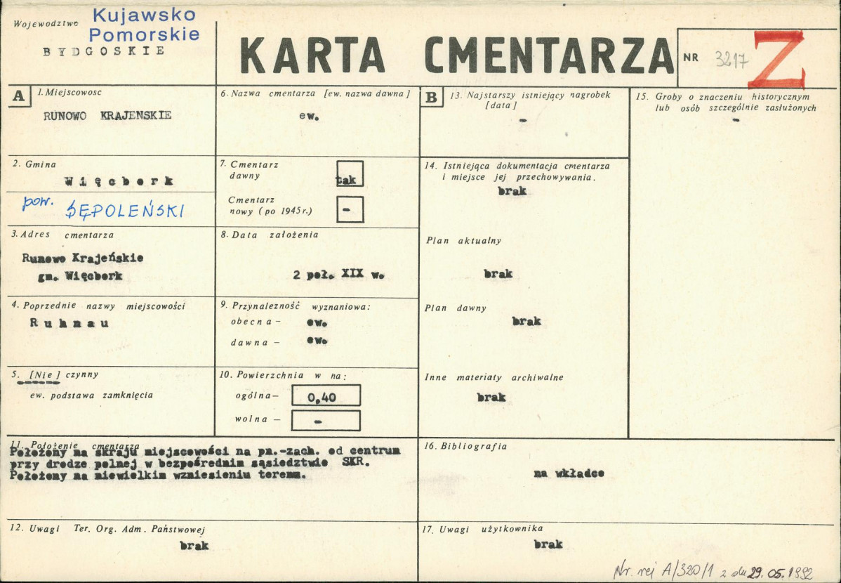 KC - Karta cmentarza, skan nr 1