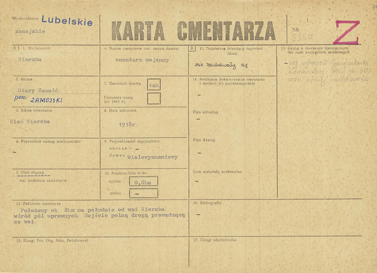 KC - Karta cmentarza, skan nr 1