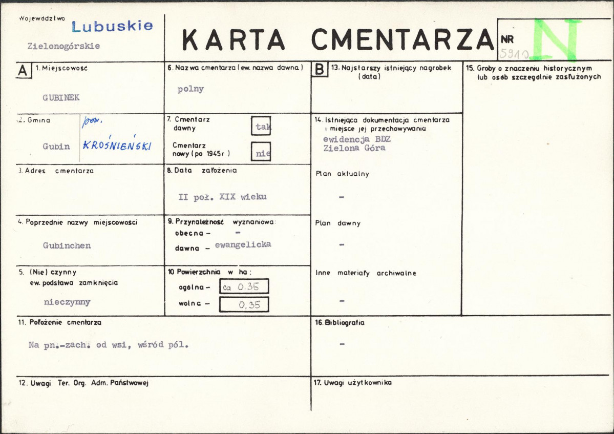 KC - Karta cmentarza, skan nr 1