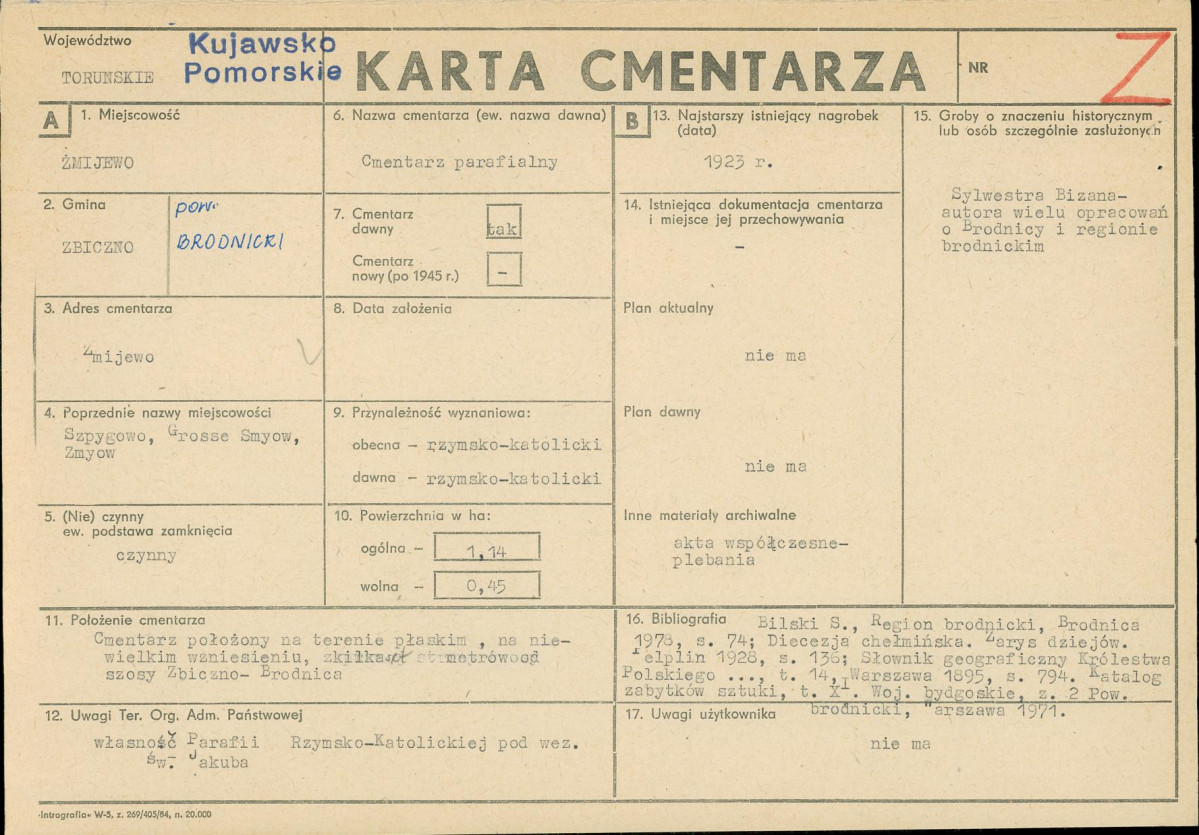 KC - Karta cmentarza, skan nr 1