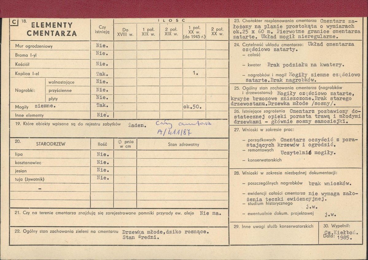 Karta cmentarza, skan nr 2