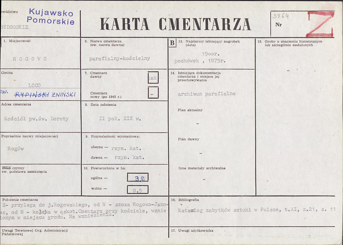 KC - Karta cmentarza, skan nr 1