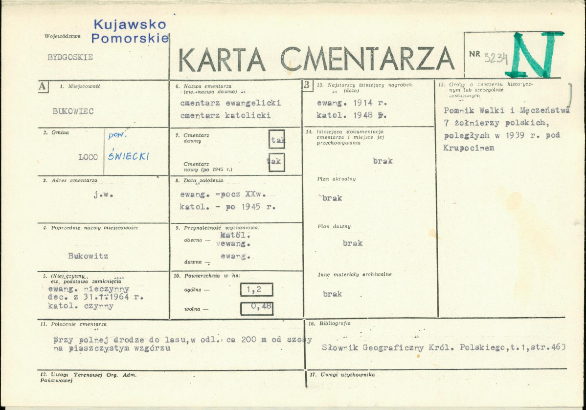 KC - Karta cmentarza, skan nr 1