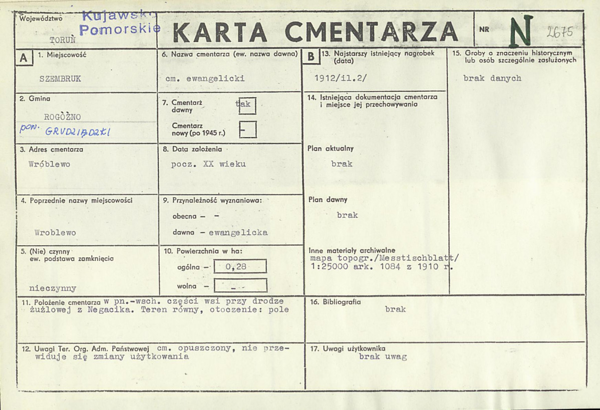 KC - Karta cmentarza, skan nr 1