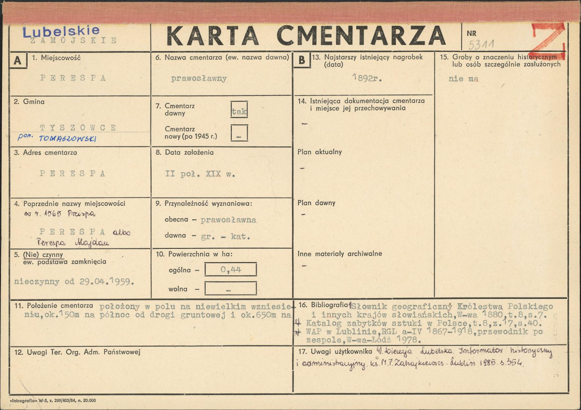KC - Karta cmentarza, skan nr 1
