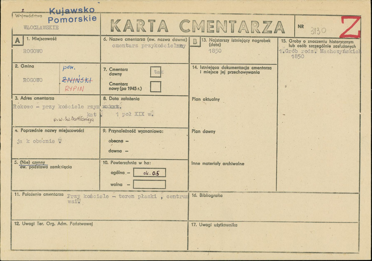 KC - Karta cmentarza, skan nr 1