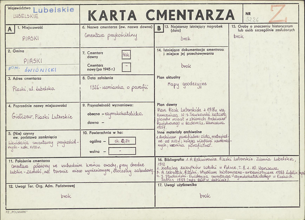 KC - Karta cmentarza, skan nr 1