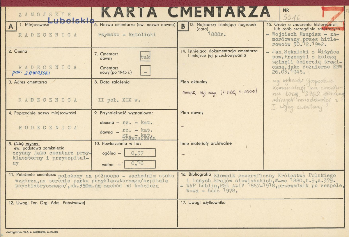 KC - Karta cmentarza, skan nr 1