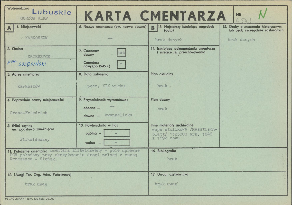 KC - Karta cmentarza, skan nr 1