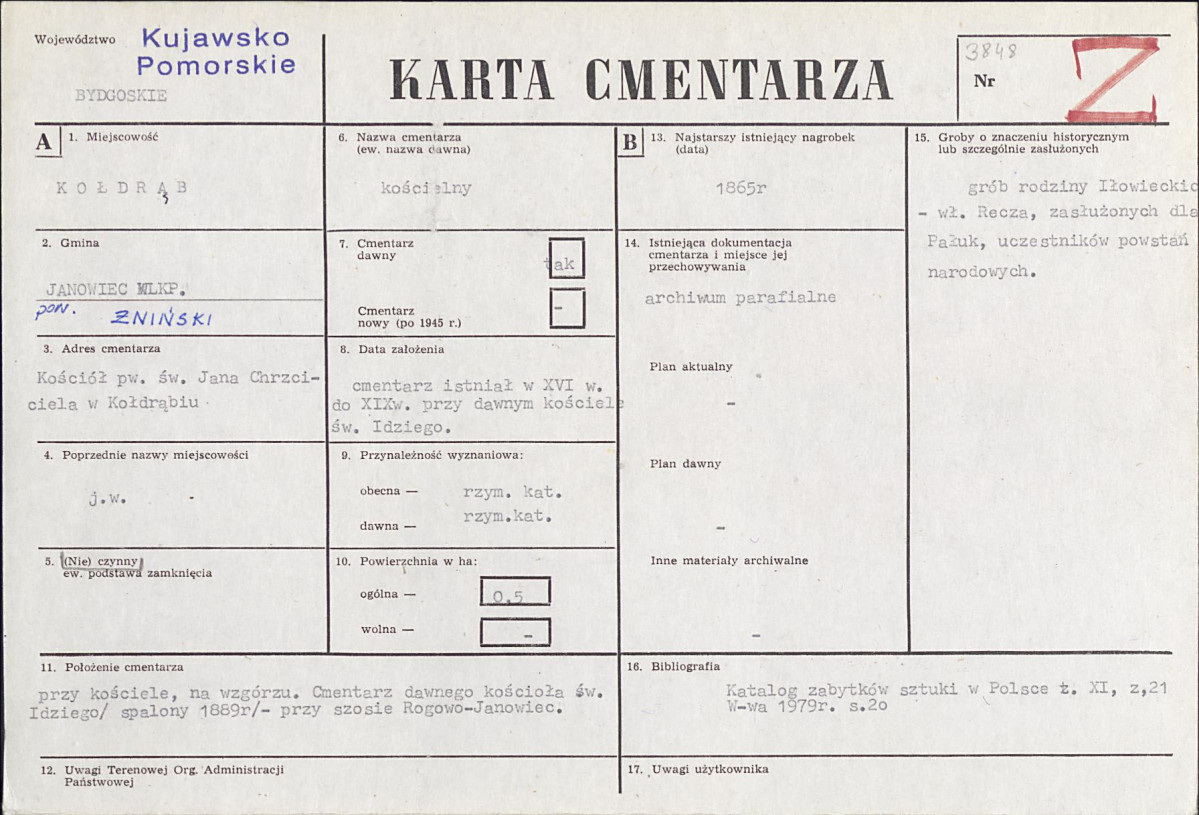 KC - Karta cmentarza, skan nr 1