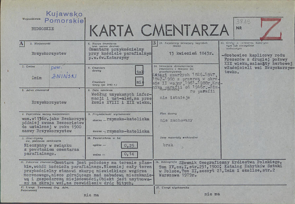 KC - Karta cmentarza, skan nr 1