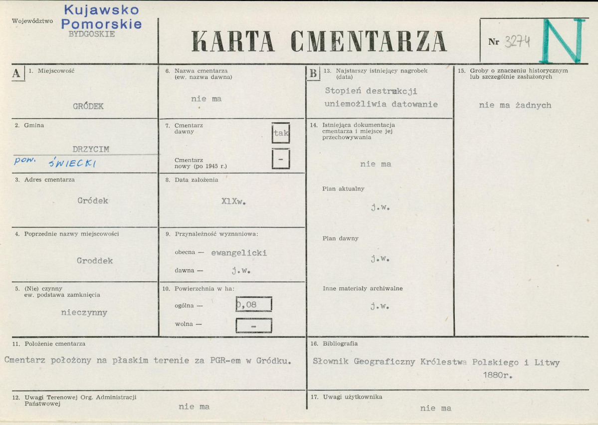 KC - Karta cmentarza, skan nr 1