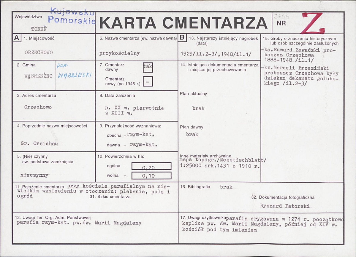 KC - Karta cmentarza, skan nr 1