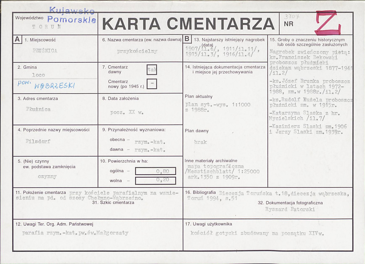 KC - Karta cmentarza, skan nr 1