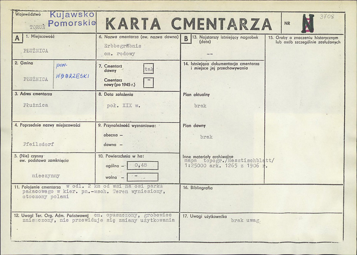 KC - Karta cmentarza, skan nr 1