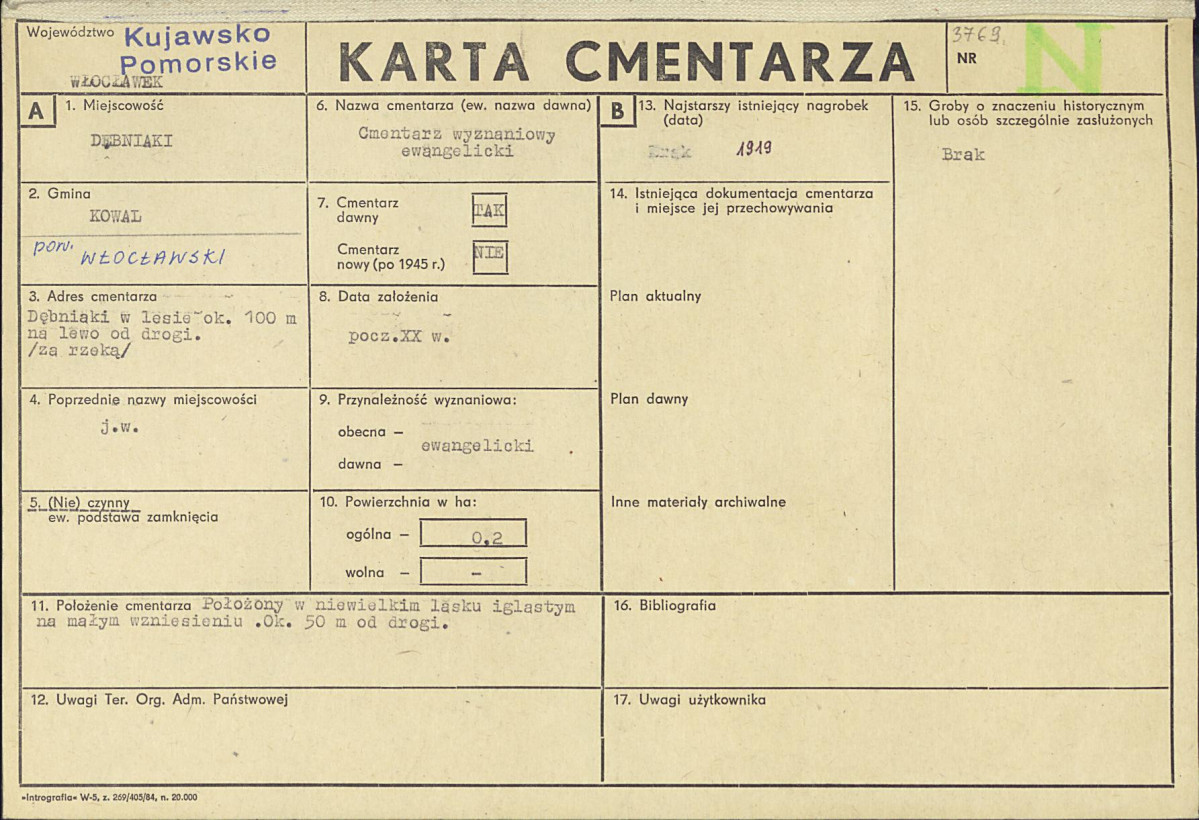 KC - Karta cmentarza, skan nr 1