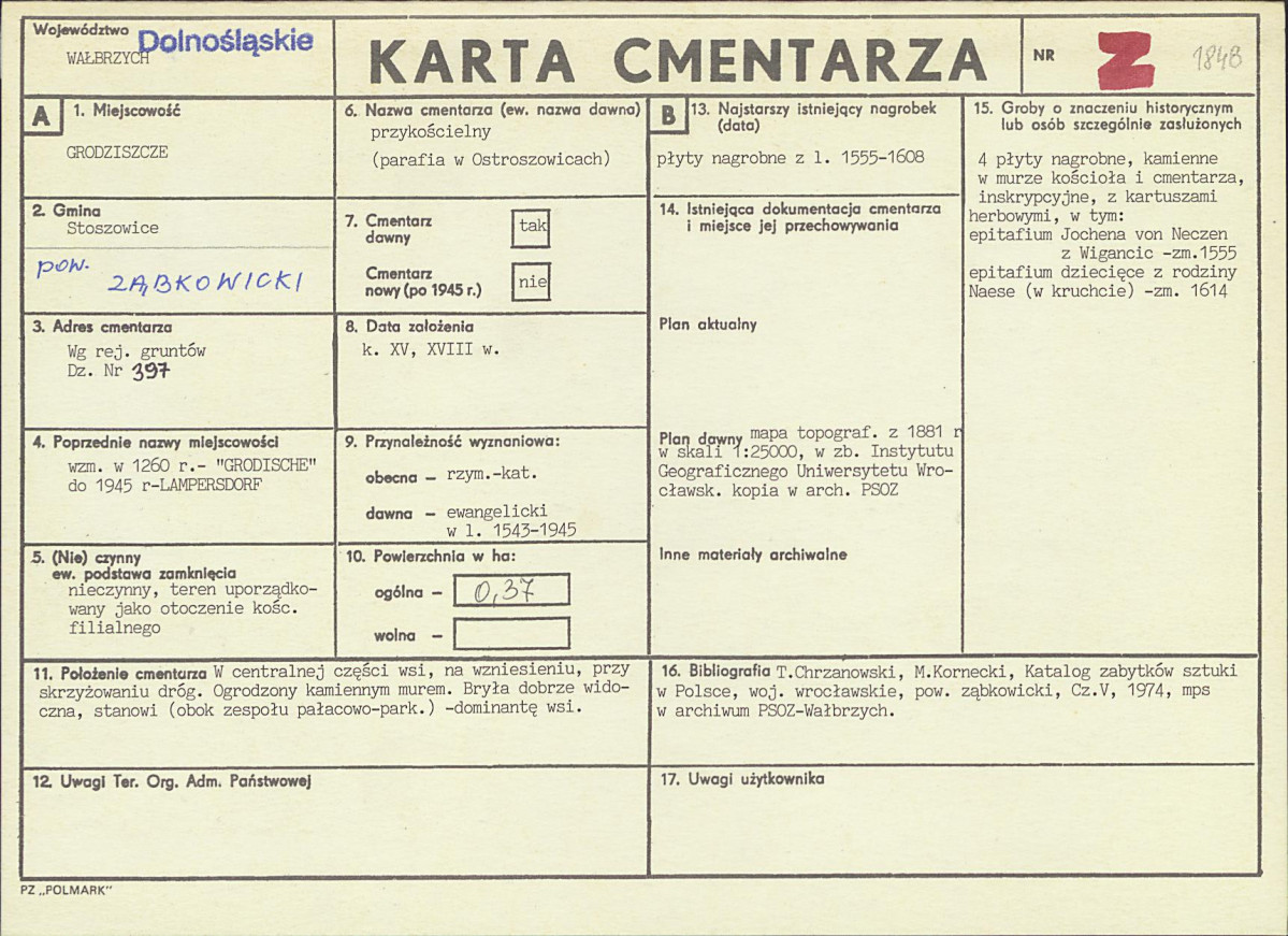 KC - Karta cmentarza, skan nr 1