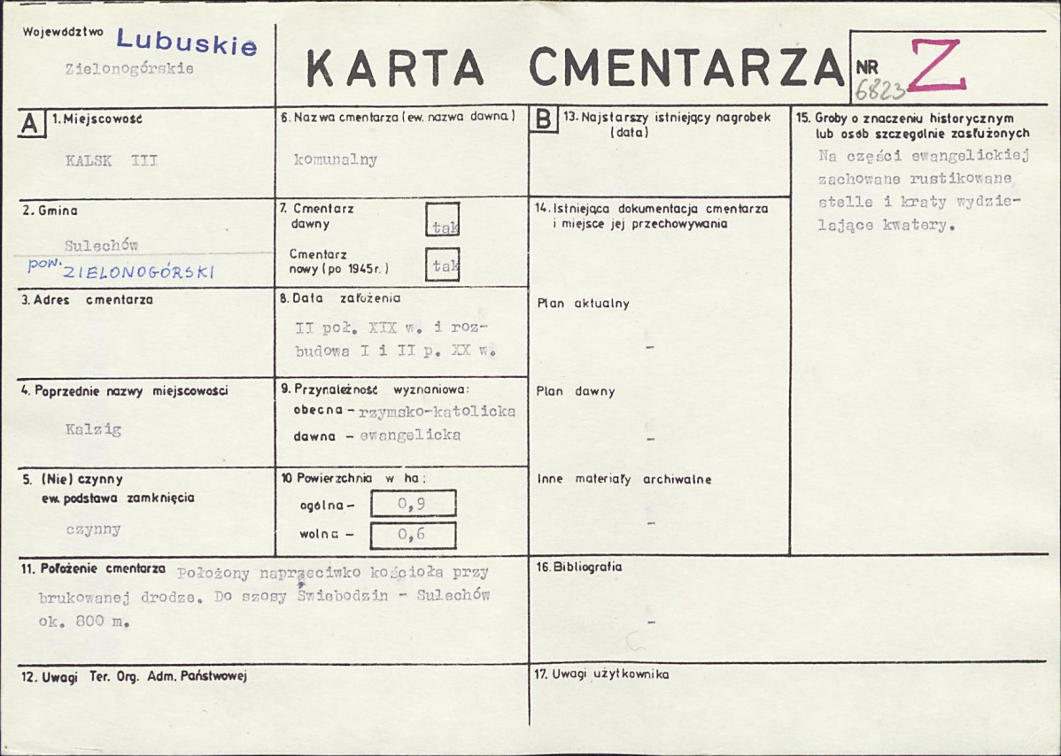 KC - Karta cmentarza, skan nr 1