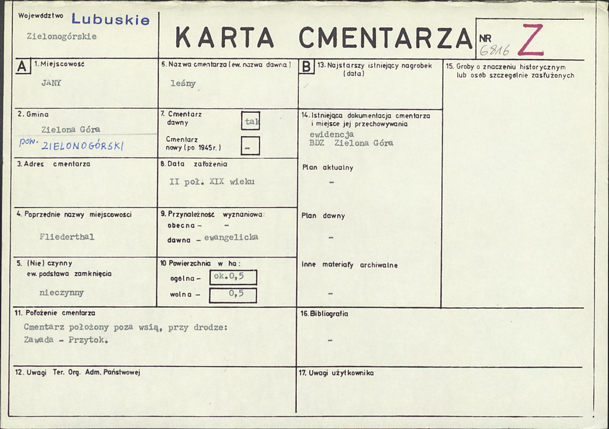 KC - Karta cmentarza, skan nr 1
