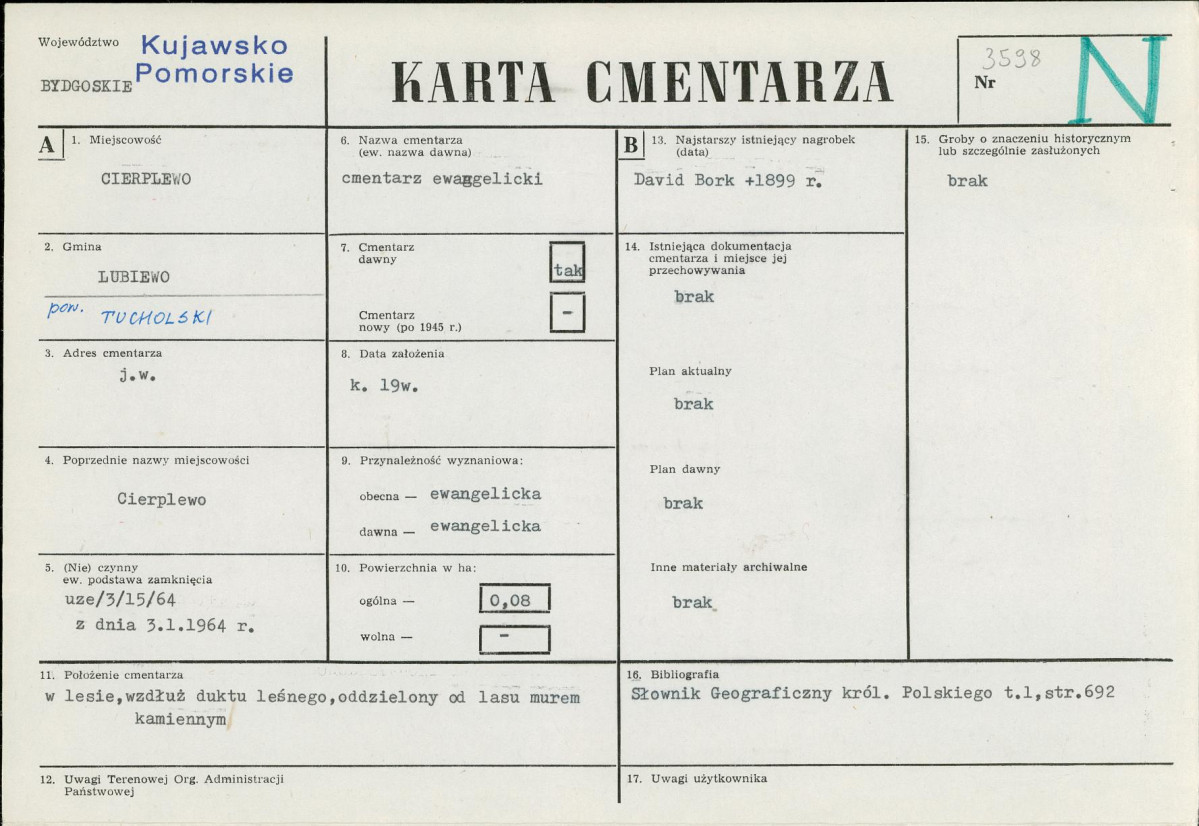 KC - Karta cmentarza, skan nr 1