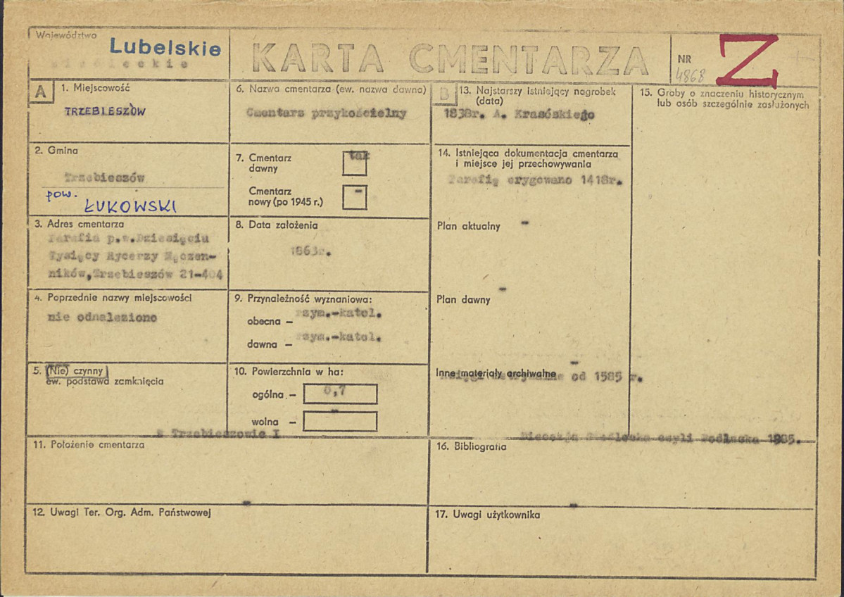KC - Karta cmentarza, skan nr 1