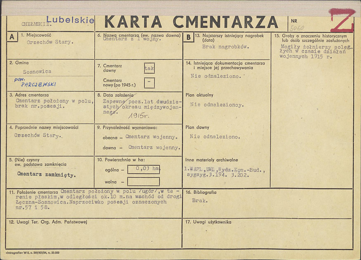 KC - Karta cmentarza, skan nr 1