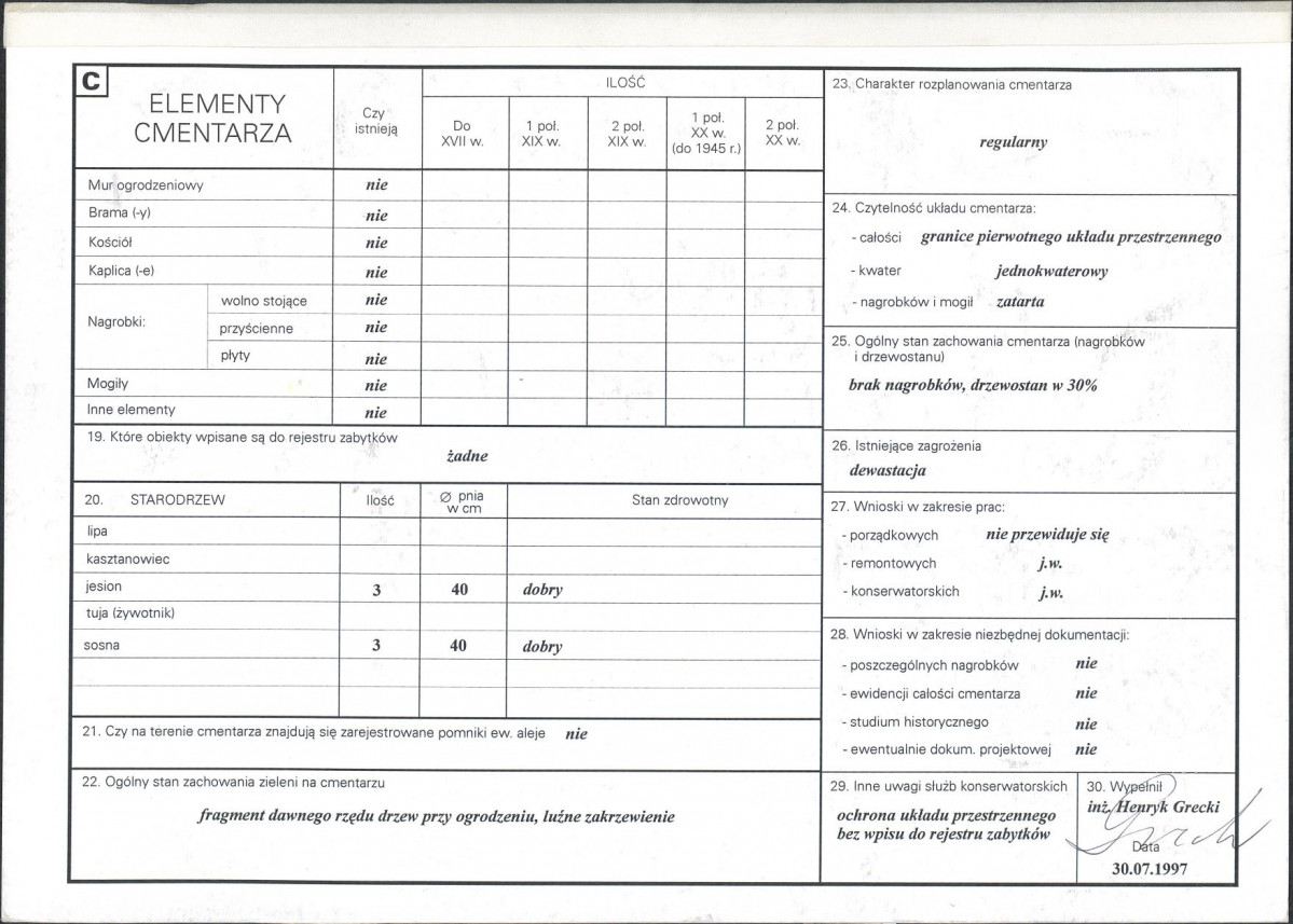 Karta cmentarza, skan nr 2