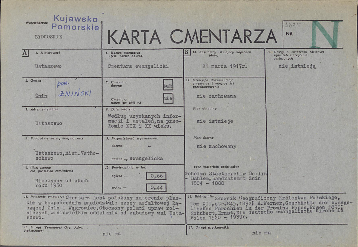 KC - Karta cmentarza, skan nr 1