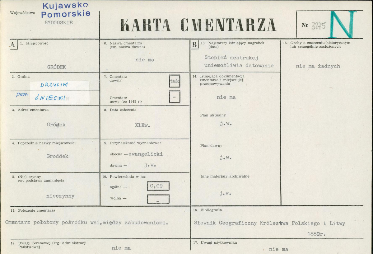 KC - Karta cmentarza, skan nr 1