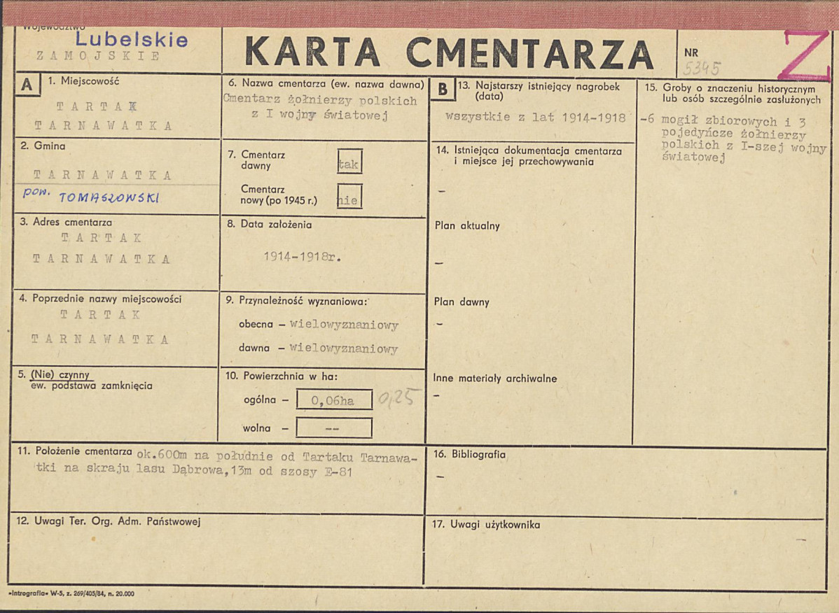 KC - Karta cmentarza, skan nr 1