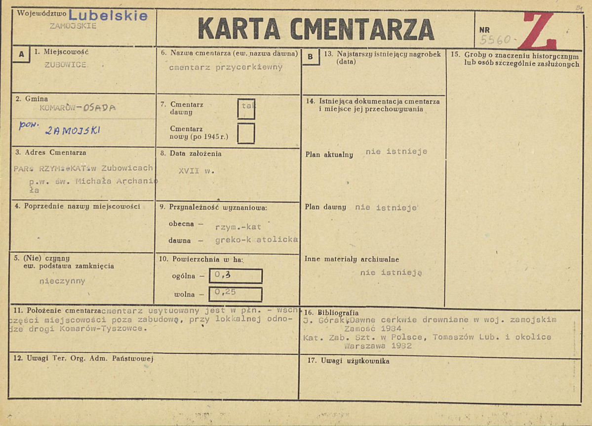 KC - Karta cmentarza, skan nr 1