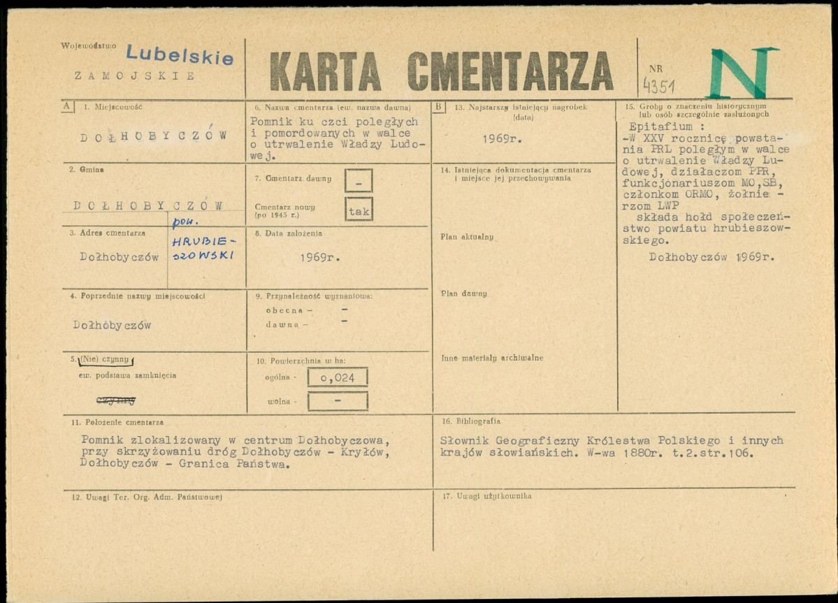 KC - Karta cmentarza, skan nr 1