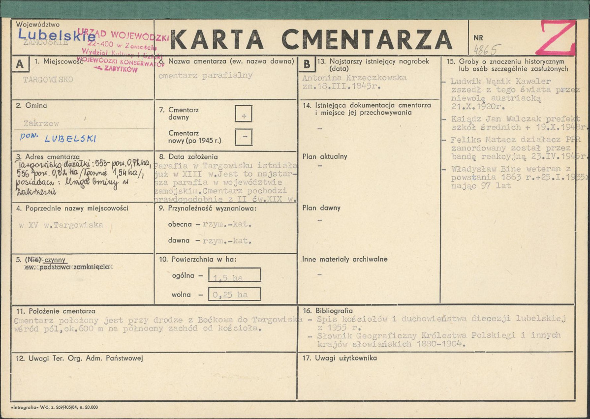 Karta cmentarza, skan nr 1