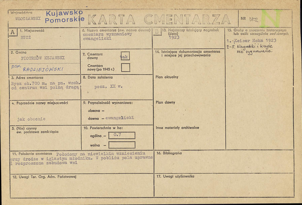 KC - Karta cmentarza, skan nr 1